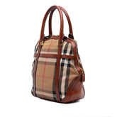 Small Leather Trimmed House Check Canvas Bridle Orchard Satchel